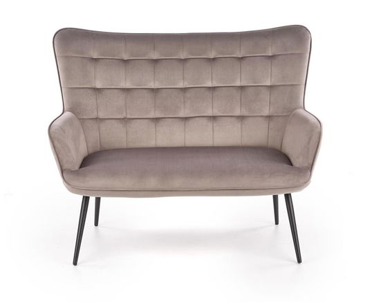 Canapea fixa tapitata cu stofa, 2 locuri Castiel XL Gri / Negru, l129xA99xH100 cm