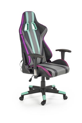 Scaun gaming tapitat cu piele ecologica Factis Multicolor, l68xA69xH121-131 cm