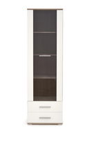 Vitrina din pal cu 1 usa si 2 sertare Liamis W-1 Alb / Stejar Sonoma, l60xA40xH200 cm