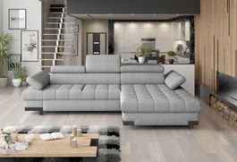 Coltar Savel Mini Austin 18 Extensibil cu Arcuri Ondulate si Spuma Poliuretanica N30/T-21, Sezlong pe Dreapta, Suprafata de Dormit 216x122 cm, tapitat cu Stofa Stain Protection, cu Lada de Depozitare, Tetiere si Cotiere Reglabile, l270xA173xH75 cm