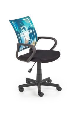 Scaun de birou pentru copii, tapitat cu stofa Hanley Multicolor / Negru, l55xA60xH90-100 cm