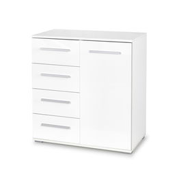 Comoda din pal cu 4 sertare si 1 usa Liamis KM-2 Alb, l77xA40xH82 cm
