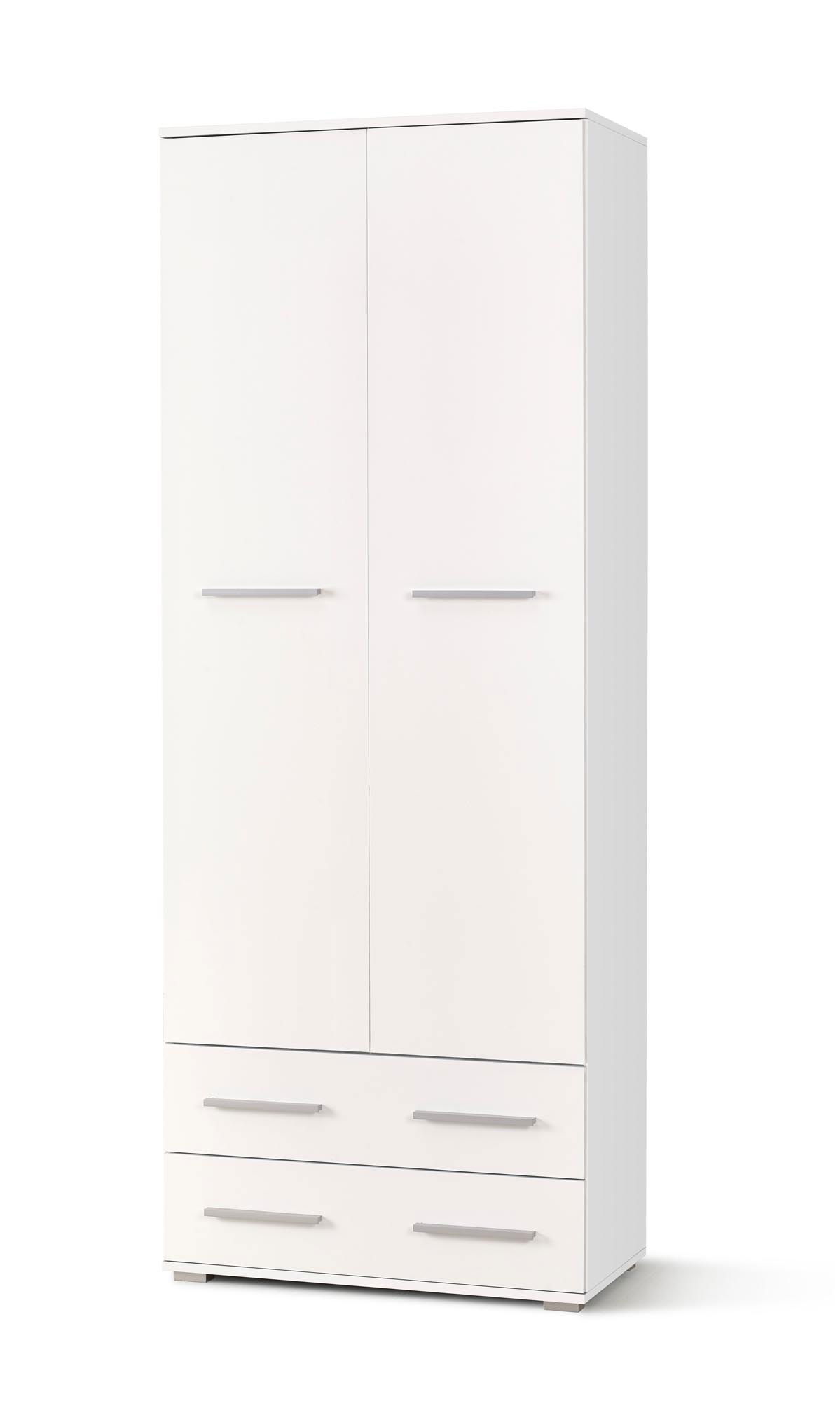 Dulap din pal cu 2 usi si 2 sertare Liamis REG-2 Alb, l77xA40xH200 cm