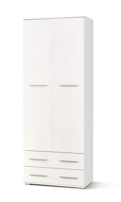 Dulap din pal cu 2 usi si 2 sertare Liamis REG-2 Alb, l77xA40xH200 cm