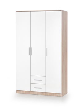 Dulap din pal cu 3 usi si 2 sertare Liamis S-3 Alb / Stejar Sonoma, l120xA52xH205 cm