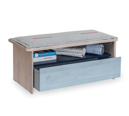 Banca din pal cu 1 sertar pentru tineret, baieti 12-24 ani, Trio Natur / Blue, l98xA43xH43 cm