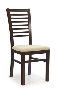 Scaun din lemn de fag, tapitat cu stofa Garson 6 Dark Walnut / Beige, l44xA55xH96 cm