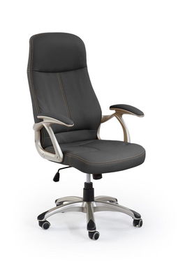 Scaun de birou directorial tapitat cu piele ecologica, Eddie Negru, l61xA70xH111-118 cm