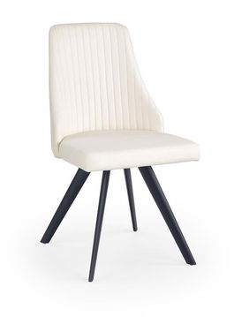 Scaun tapitat cu piele ecologica si picioare metalice Kai-206 Alb / Negru, l48xA58xH87 cm