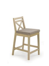 Scaun de bar tapitat cu stofa, cu picioare din lemn Bosley Low Stejar Deschis, l41xA48xH83 cm
