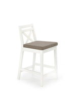 Scaun de bar tapitat cu stofa, cu picioare din lemn Bosley Low Alb, l41xA48xH83 cm