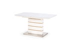 Masa extensibila din MDF, sticla si metal, Toroni Alb / Stejar Auriu, L140-180xl80xh76 cm
