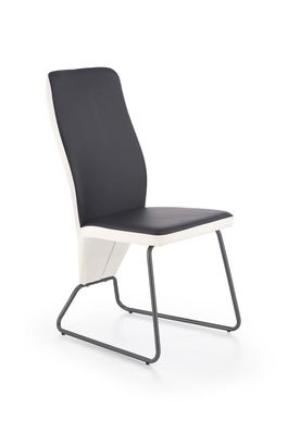 Scaun tapitat cu piele ecologica si picioare metalice Kai-300 Alb / Negru / Grafit, l46xA59xH96 cm