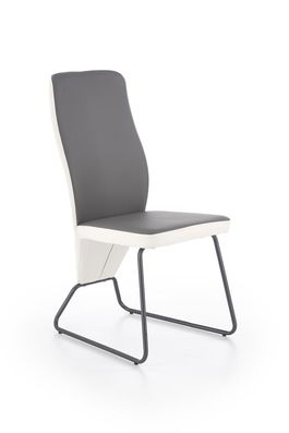 Scaun tapitat cu piele ecologica si picioare metalice Kai-300 Alb / Gri / Grafit, l46xA59xH96 cm
