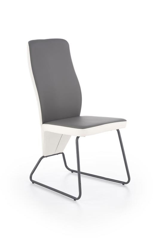 Scaun tapitat cu piele ecologica si picioare metalice Kai-300 Alb / Gri / Grafit, l46xA59xH96 cm