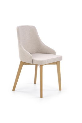 Scaun tapitat cu stofa si picioare din lemn de fag, Torrell Bej Deschis / Stejar, l51xA55xH82 cm