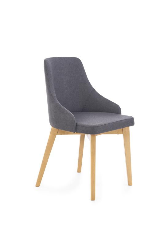 Scaun tapitat cu stofa si picioare din lemn de fag, Torrell Grafit / Stejar, l51xA55xH82 cm