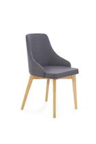 Scaun tapitat cu stofa si picioare din lemn de fag, Torrell Grafit / Stejar, l51xA55xH82 cm