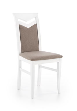 Scaun din lemn de fag tapitat cu stofa Cinco Alb / Gri, l44xA43xH96 cm