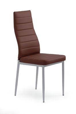 Scaun tapitat cu piele ecologica, cu picioare metalice Kai-70 Dark Brown, l41xA50xH98 cm