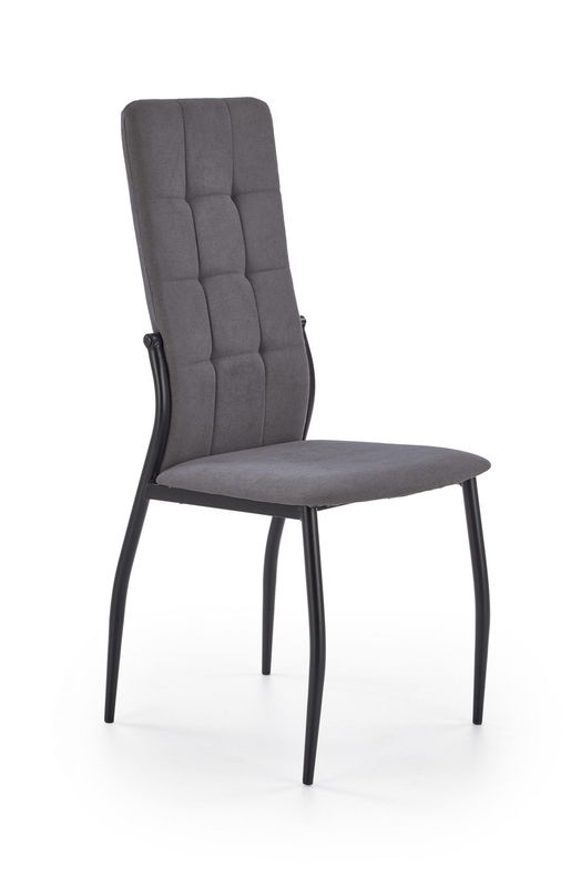 Scaun tapitat cu stofa si picioare metalice Kai-334 Gri Inchis / Negru, l45xA54xH103 cm