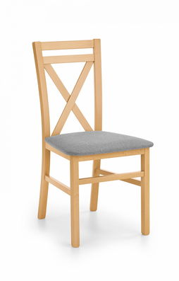 Scaun din lemn de fag, cu sezut tapitat cu stofa Darien Gri / Stejar, l44,5xA49xH90 cm