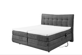 Pat tapitat cu stofa si lada de depozitare Malo II Electric Boxspring Antracit, topper inclus si reglaj electric