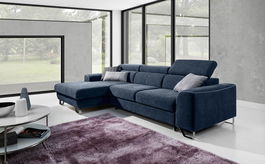 Coltar Astino Small Matrix 14/Cayenne 1115 Extensibil cu Arcuri Ondulate si Spuma Poliuretanica, Sezlong pe Stanga, Suprafata de Dormit 225x123 cm, tapitat cu Stofa, cu Lada de Depozitare, Tetiere Reglabile, l280xA170xH77-95 cm