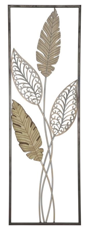 Decoratiune de perete din metal si MDF Foglie A Multicolor, l30,5xA1,9xH91 cm