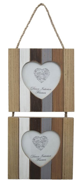 Rama foto decorativa, din MDF Lines 2 Hearts Natural, 15 x 43 cm