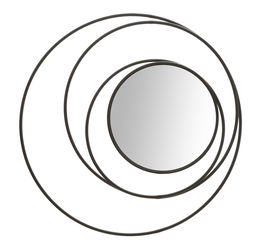 Oglinda decorativa din metal Circles Negru, Ø80 cm