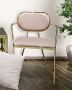 Set 2 scaune tapitate cu stofa, cu picioare metalice Thin Velvet Rose / Auriu, l54xA57xH76 cm
