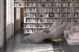 Fotoliu sezlong relaxare, tapitat cu stofa Eveline Grej, l78xA163xH86 cm