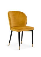 Scaun tapitat cu stofa si picioare metalice Aine Velvet Mustariu / Negru / Auriu, l54xA61xH87 cm