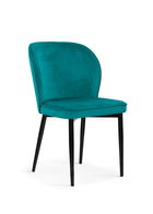 Scaun tapitat cu stofa si picioare metalice Aine Velvet Turcoaz / Negru, l54xA61xH87 cm