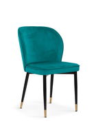 Scaun tapitat cu stofa si picioare metalice Aine Velvet Turcoaz / Negru / Auriu, l54xA61xH87 cm