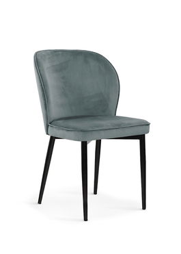 Scaun tapitat cu stofa si picioare metalice Aine Velvet Gri / Negru, l54xA61xH87 cm