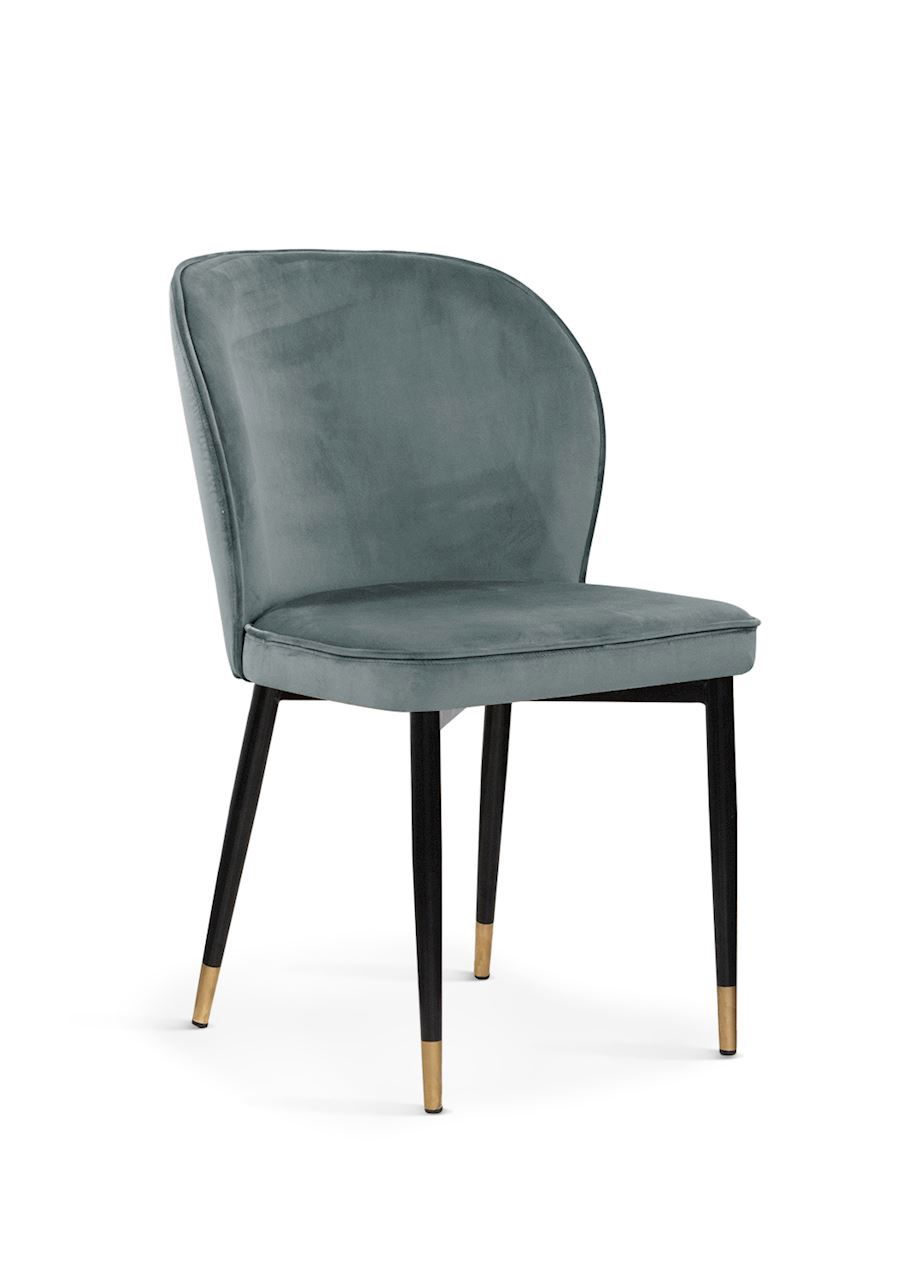 Scaun tapitat cu stofa si picioare metalice Aine Velvet Gri / Negru / Auriu, l54xA61xH87 cm