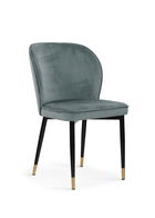Scaun tapitat cu stofa si picioare metalice Aine Velvet Gri / Negru / Auriu, l54xA61xH87 cm