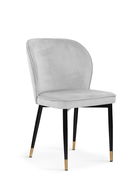 Scaun tapitat cu stofa si picioare metalice Aine Velvet Argintiu / Negru / Auriu, l54xA61xH87 cm