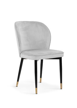 Scaun tapitat cu stofa si picioare metalice Aine Velvet Argintiu / Negru / Auriu, l54xA61xH87 cm