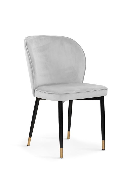 Scaun tapitat cu stofa si picioare metalice Aine Velvet Argintiu / Negru / Auriu, l54xA61xH87 cm