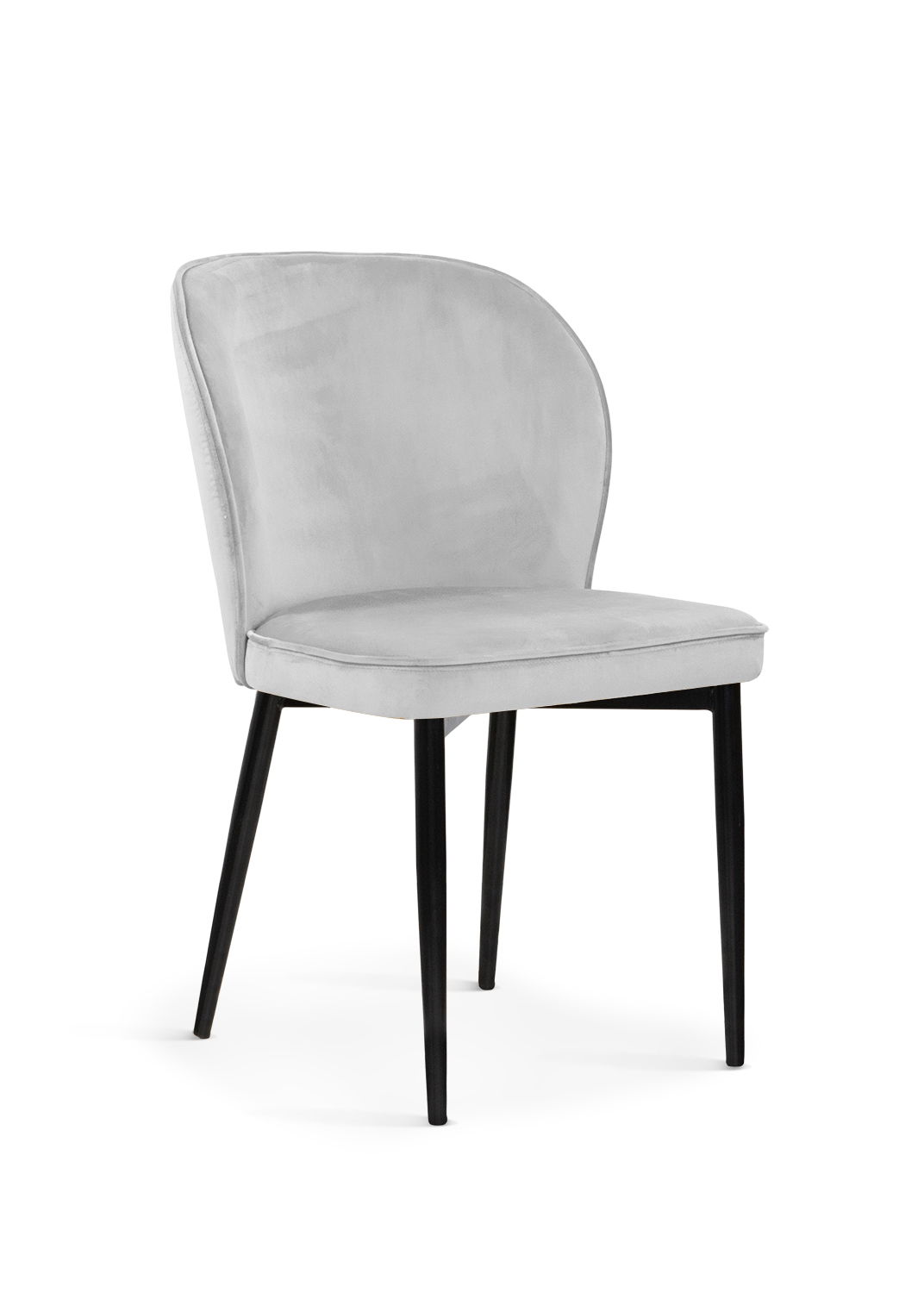 Scaun tapitat cu stofa si picioare metalice Aine Velvet Argintiu / Negru, l54xA61xH87 cm
