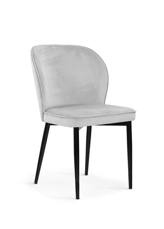Scaun tapitat cu stofa si picioare metalice Aine Velvet Argintiu / Negru, l54xA61xH87 cm