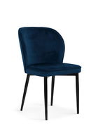 Scaun tapitat cu stofa si picioare metalice Aine Velvet Bleumarin / Negru, l54xA61xH87 cm