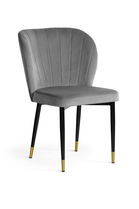 Scaun tapitat cu stofa si picioare metalice Shelly Velvet Gri / Negru / Auriu, l58xA63xH86 cm