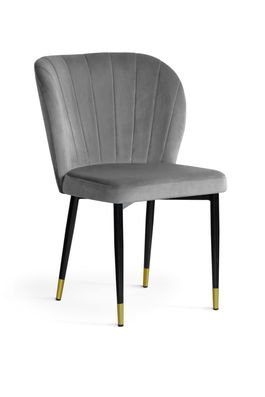 Scaun tapitat cu stofa si picioare metalice Shelly Velvet Gri / Negru / Auriu, l58xA63xH86 cm