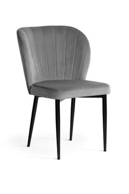 Scaun tapitat cu stofa si picioare metalice Shelly Velvet Gri / Negru, l58xA63xH86 cm