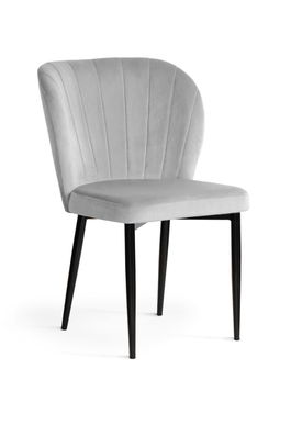 Scaun tapitat cu stofa si picioare metalice Shelly Velvet Argintiu / Negru, l58xA63xH86 cm