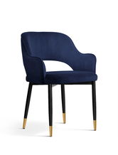 Scaun tapitat cu stofa si picioare metalice Mercy Velvet Bleumarin / Negru / Auriu, l53xA60xH79 cm